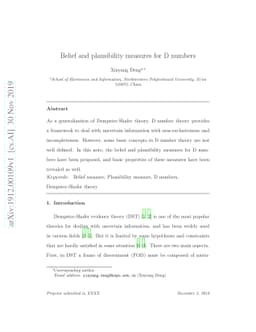 Belief and plausibility measures for D numbers