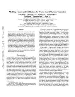 Modeling Fluency and Faithfulness for Diverse Neural Machine Translation