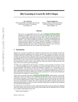 [Re] Learning to Learn By Self-Critique