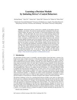 Learning a Decision Module by Imitating Driver's Control Behaviors