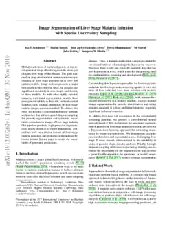 Image segmentation of liver stage malaria infection with spatial
  uncertainty sampling