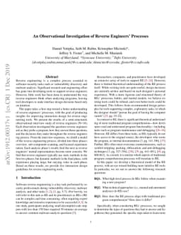 An Observational Investigation of Reverse Engineers' Processes