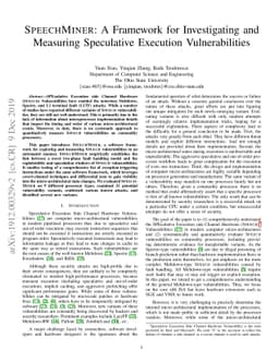 SPEECHMINER: A Framework for Investigating and Measuring Speculative
  Execution Vulnerabilities