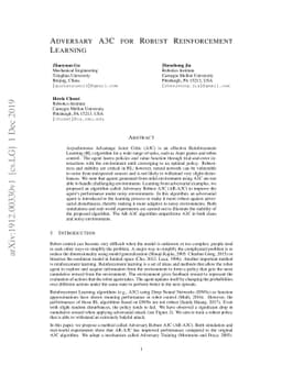 Adversary A3C for Robust Reinforcement Learning