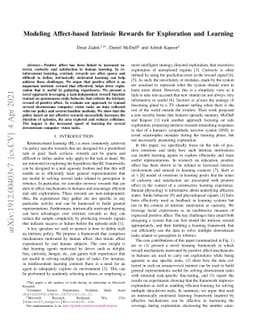 Modeling Affect-based Intrinsic Rewards for Exploration and Learning