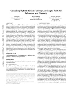 Cascading Hybrid Bandits: Online Learning to Rank for Relevance and
  Diversity