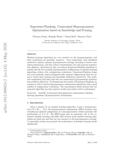 ExperienceThinking: Constrained Hyperparameter Optimization based on
  Knowledge and Pruning