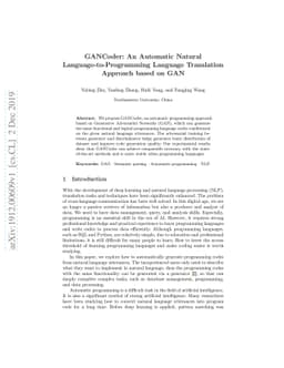 GANCoder: An Automatic Natural Language-to-Programming Language
  Translation Approach based on GAN