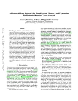 A Human-AI Loop Approach for Joint Keyword Discovery and Expectation
  Estimation in Micropost Event Detection