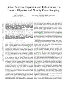 Fiction Sentence Expansion and Enhancement via Focused Objective and
  Novelty Curve Sampling