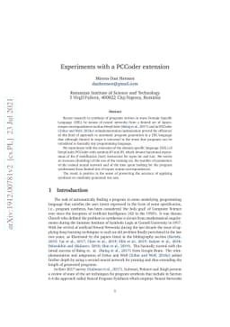 Experiments with a PCCoder extension