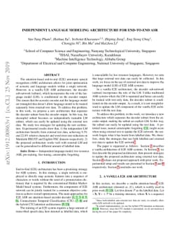 Independent language modeling architecture for end-to-end ASR