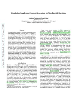 Conclusion-Supplement Answer Generation for Non-Factoid Questions
