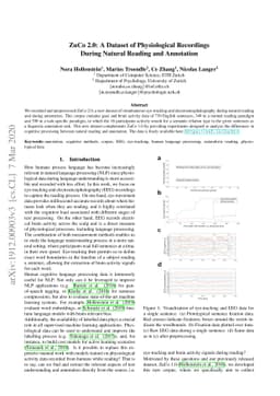 ZuCo 2.0: A Dataset of Physiological Recordings During Natural Reading
  and Annotation