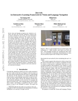 Just Ask:An Interactive Learning Framework for Vision and Language
  Navigation