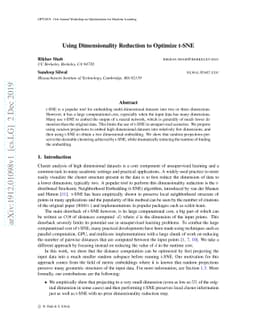 Using Dimensionality Reduction to Optimize t-SNE
