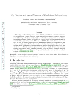 On Distance and Kernel Measures of Conditional Independence