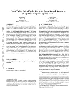 Event Ticket Price Prediction with Deep Neural Network on
  Spatial-Temporal Sparse Data