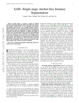 SAIS: Single-stage Anchor-free Instance Segmentation