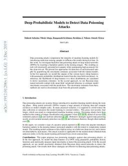 Deep Probabilistic Models to Detect Data Poisoning Attacks