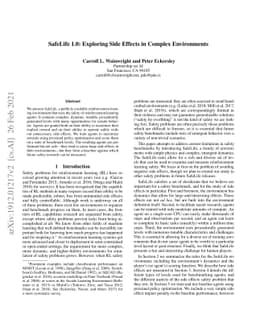 SafeLife 1.0: Exploring Side Effects in Complex Environments