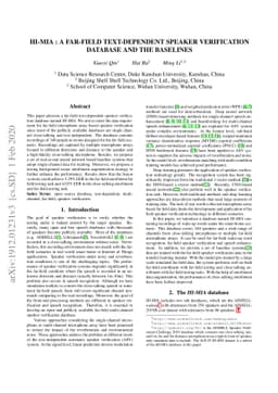 HI-MIA : A Far-field Text-Dependent Speaker Verification Database and
  the Baselines