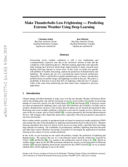 Make Thunderbolts Less Frightening -- Predicting Extreme Weather Using
  Deep Learning