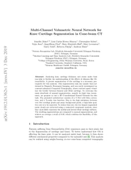 Multi-Channel Volumetric Neural Network for Knee Cartilage Segmentation
  in Cone-beam CT