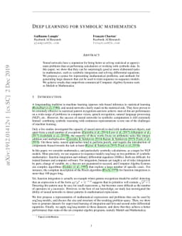 Deep Learning for Symbolic Mathematics