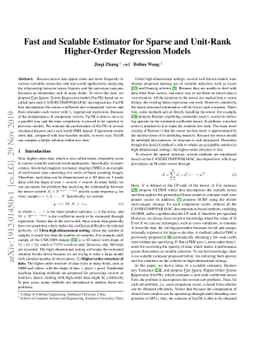 Fast and Scalable Estimator for Sparse and Unit-Rank Higher-Order
  Regression Models