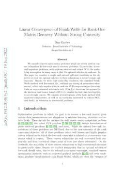 Linear Convergence of Frank-Wolfe for Rank-One Matrix Recovery Without
  Strong Convexity