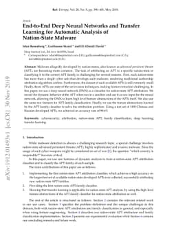 End-to-End Deep Neural Networks and Transfer Learning for Automatic
  Analysis of Nation-State Malware