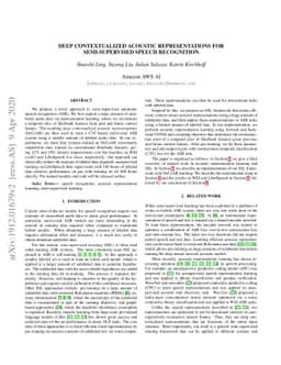 Deep Contextualized Acoustic Representations For Semi-Supervised Speech
  Recognition