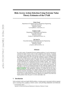 Risk-Averse Action Selection Using Extreme Value Theory Estimates of the
  CVaR