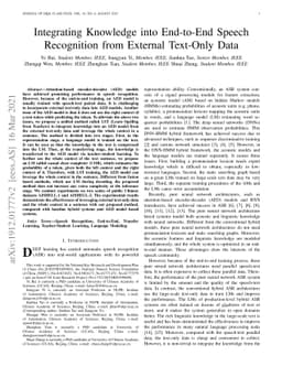 Integrating Knowledge into End-to-End Speech Recognition from External
  Text-Only Data