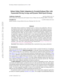 Robust Online Model Adaptation by Extended Kalman Filter with
  Exponential Moving Average and Dynamic Multi-Epoch Strategy