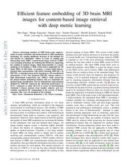 Efficient feature embedding of 3D brain MRI images for content-based
  image retrieval with deep metric learning