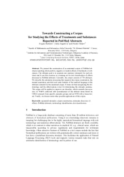 Towards Constructing a Corpus for Studying the Effects of Treatments and
  Substances Reported in PubMed Abstracts