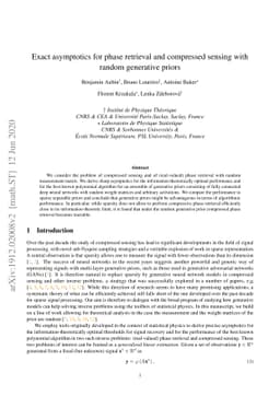 Exact asymptotics for phase retrieval and compressed sensing with random
  generative priors