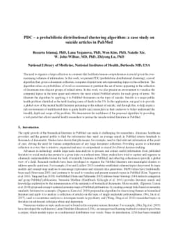 PDC -- a probabilistic distributional clustering algorithm: a case study
  on suicide articles in PubMed