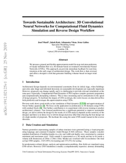 Towards Sustainable Architecture: 3D Convolutional Neural Networks for
  Computational Fluid Dynamics Simulation and Reverse DesignWorkflow