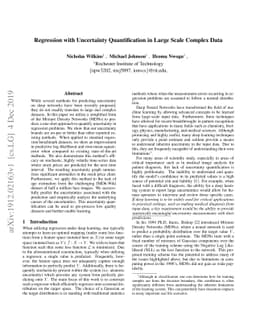 Regression with Uncertainty Quantification in Large Scale Complex Data