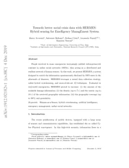 Towards better social crisis data with HERMES: Hybrid sensing for
  EmeRgency ManagEment System