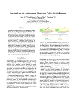 Learning from Interventions using Hierarchical Policies for Safe
  Learning