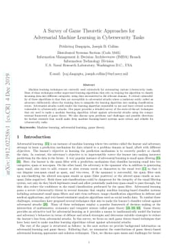A Survey of Game Theoretic Approaches for Adversarial Machine Learning
  in Cybersecurity Tasks