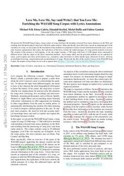 Love Me, Love Me, Say (and Write!) that You Love Me: Enriching the
  WASABI Song Corpus with Lyrics Annotations