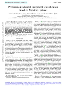 Predominant Musical Instrument Classification based on Spectral Features