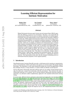 Learning Efficient Representation for Intrinsic Motivation