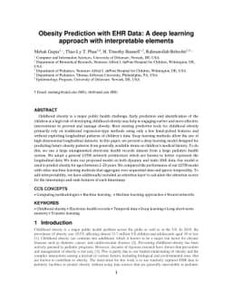 Obesity Prediction with EHR Data: A deep learning approach with
  interpretable elements