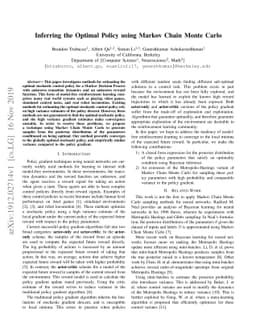 Inferring the Optimal Policy using Markov Chain Monte Carlo